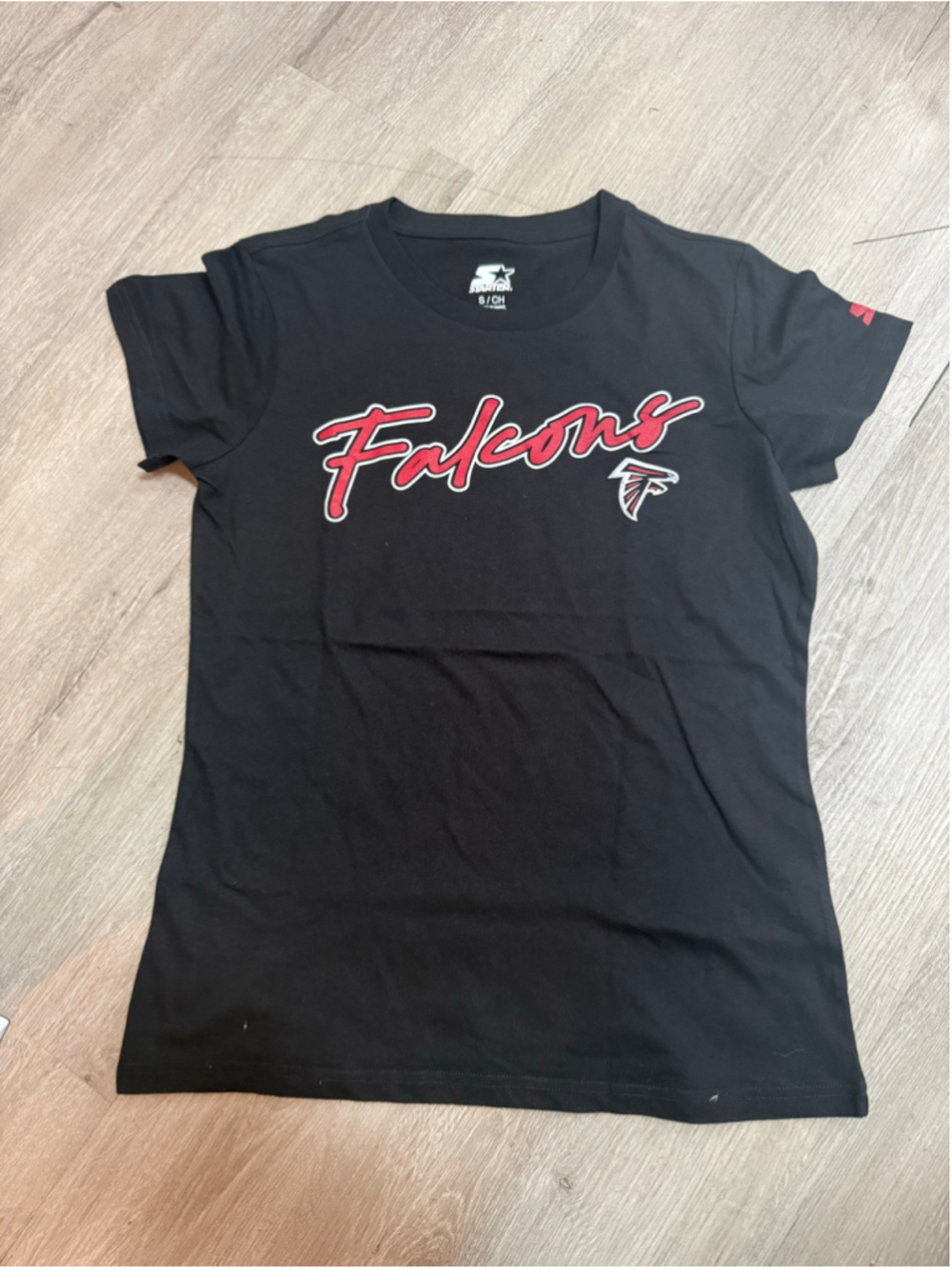 Women's Starter Atlanta Falcons Short Sleeve Tee Black Red Size S